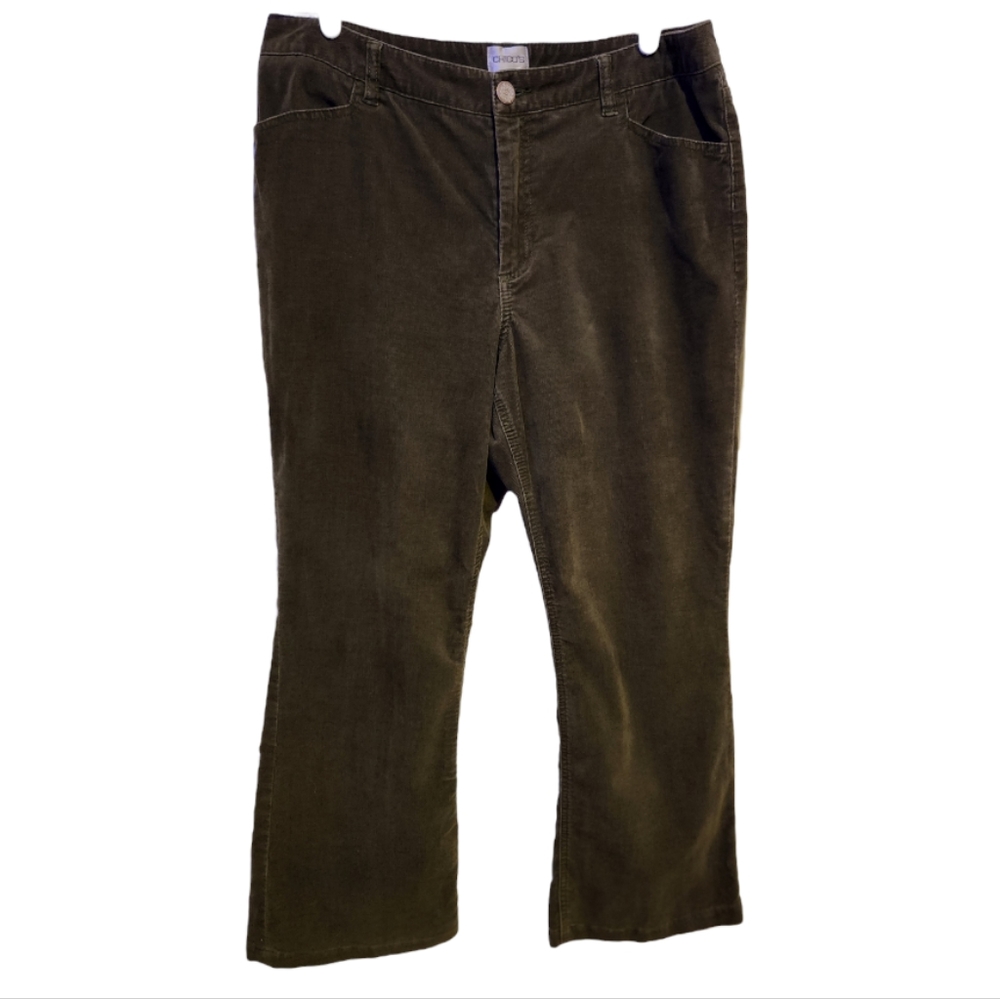 Chico's Corduroy Wide Leg Pants - Green - Size 14 (2.5)